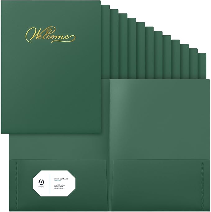 Henoyso 24 Count Welcome Pocket Folders, 9 x 12 Inch Two-Pocket Folder Gold by Henoyso