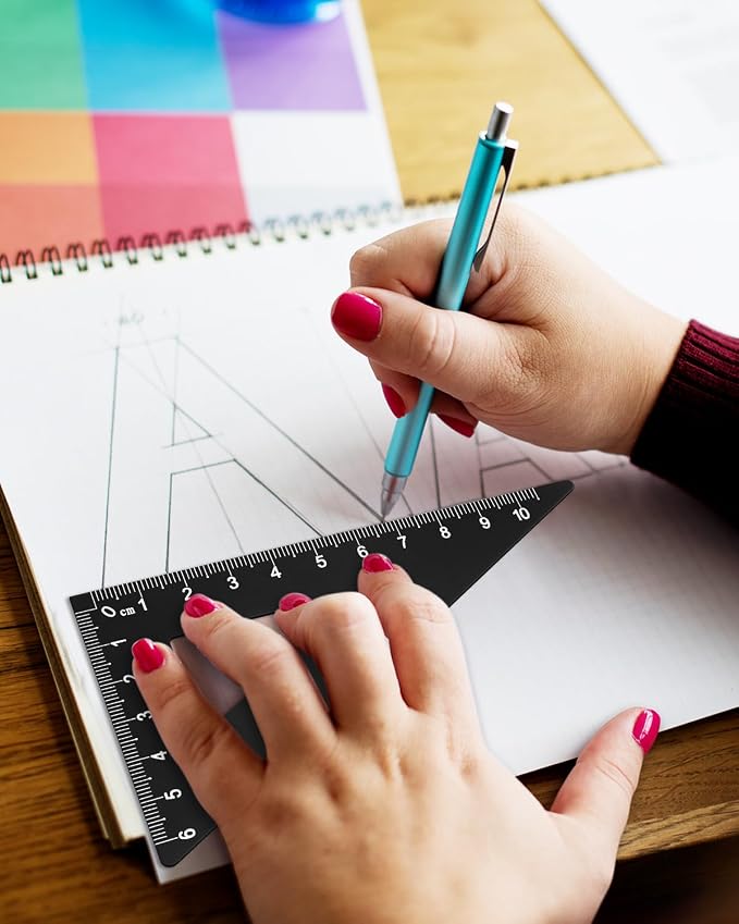 Honagu Triangular Ruler Set, 4 Pieces Aluminum Alloy Ruler, Metal Drafting Ruler - Image 3