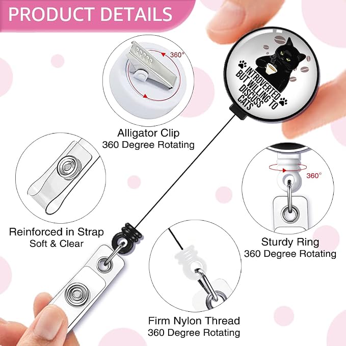 Introverted But Willing to Discuss Cats Badge Reel Retractable - Image 3