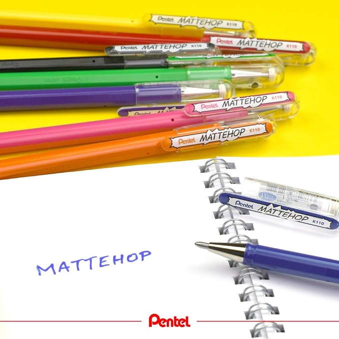 Pentel Matte Hop Sweet Color Ballpoint Pen, 7 Colors, K110-V7STB - Image 8