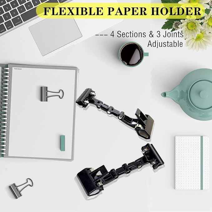 TreochtFUN Adjustable Paper Holder Copy Holder, Flexible Rotating Clips | Handy - Image 2