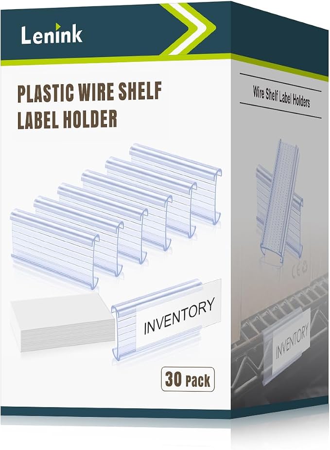 Lenink 30Pcs Wire Shelf Label Holders, Plastic Wire Rack Label Holder, by Lenink
