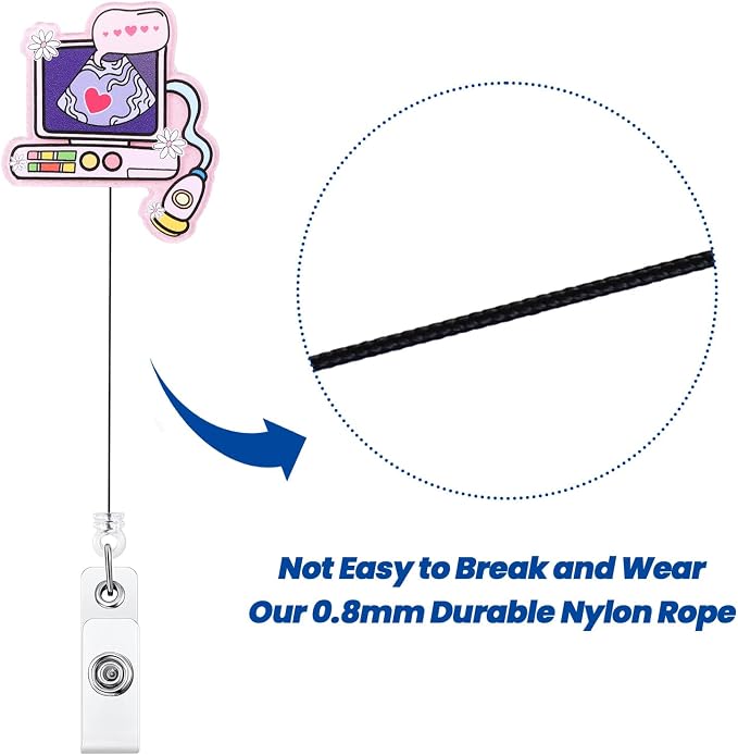 Funny Ultrasound Tech Nurse Badge Reel, Cute Retractable ID Sonography Badge - Image 5