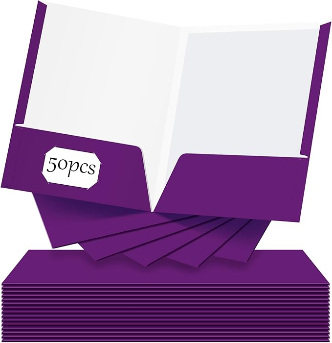 Jutom 50 Pcs 2 Pocket Glossy Paper Folders Glossy Paper Laminated Portfolios by Jutom