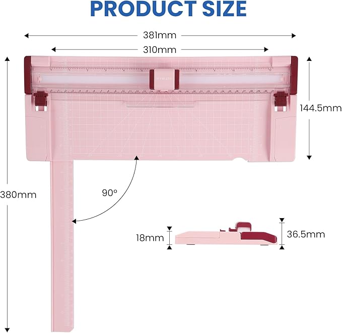Paper Cutter Pink Rotary Paper Trimmer, 12 Inch Paper Cutter - Image 3