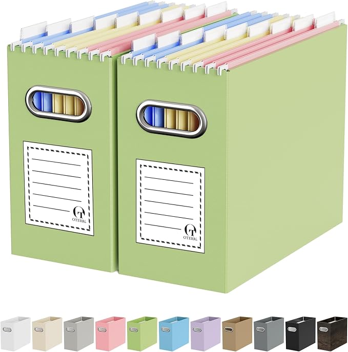 Oterri File Organizer Box, Portable Collapsible Cardboard File Folder Organizer by Oterri