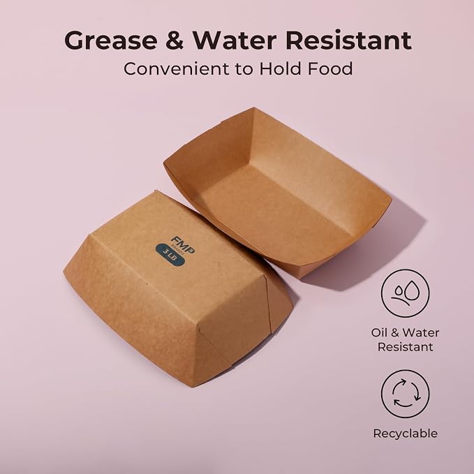 Fit Meal Prep [250 Pack 3 lb Paper Food Boats Heavy Duty Disposable Food Trays - Image 7