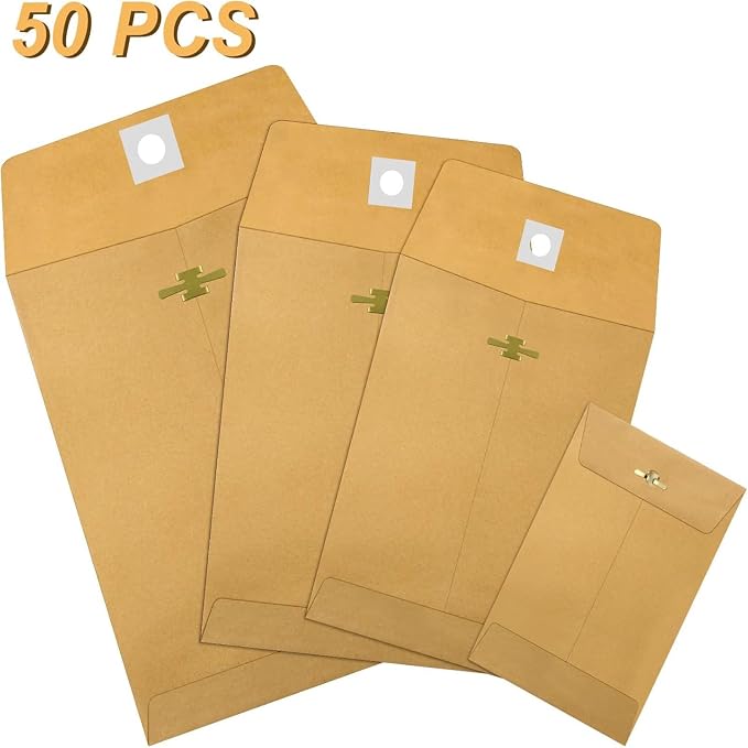 Frienda 4 Sizes Clasp Envelopes Kraft Paper Catalog Clasp Envelope - Image 3