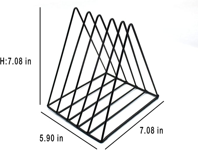 QPEY Triangle File Holder, 5 Slot Metal Vinyl Record Stand Holder Magazine - Image 2