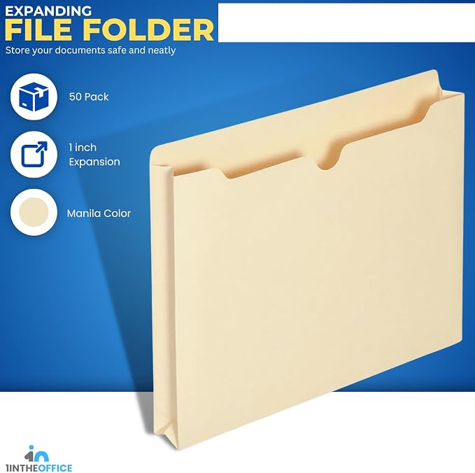 1InTheOffice File Jacket Folders, Letter Size, Reinforced Straight-Cut Tab - Image 2