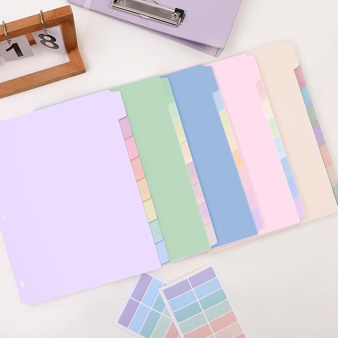 SKYDUE 8 Tab Binder Dividers for Letter Size, Durable Plastic Dividers for 3 - Image 9