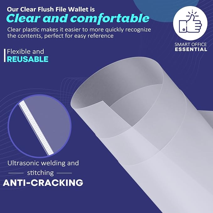 JIKIOU 30 Pack Clear Document Folder Copy Safe Project Pocket L-Type Clear - Image 6