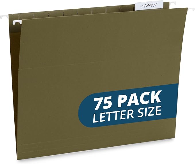 Blue Summit Supplies Hanging File Folders, 75 Pack, Reinforced Hanging Folders by BlueSummitSupplies