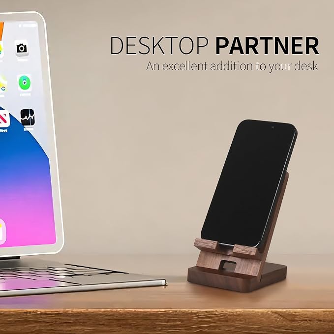 Wood Phone Stand, Desktop Wooden Phone Holder, Portable Office Phone Stand - Image 3