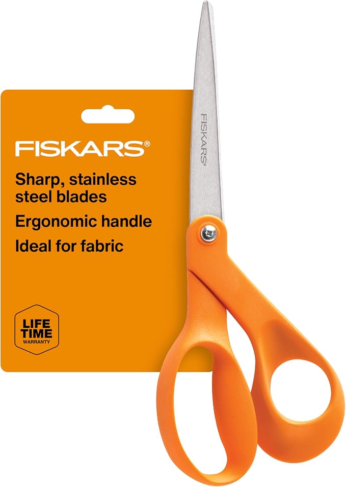 Fiskars 8" Original Orange-Handled Stainless Steel Scissors, Ergonomic and by Unknown