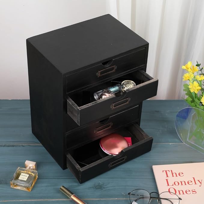 Wooden Storage Box with 5 Drawers Apothecary Drawers Vintage Wooden Drawers - Image 4