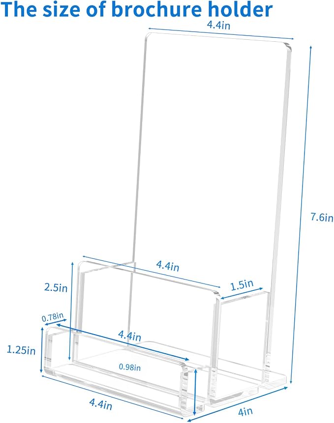 NIUBEE 6-Pack Acrylic Brochure Holder 4‘’, Plastic Flyer Display Stand - Image 3