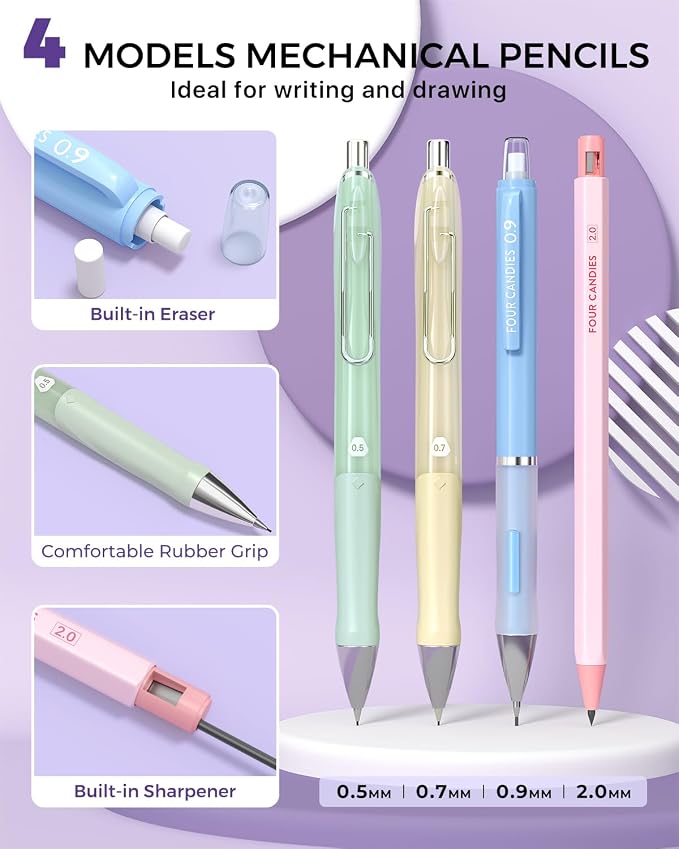 Four Candies 42PCS Aesthetic School Supplies, Mechanical Pencils 0.5mm - Image 2