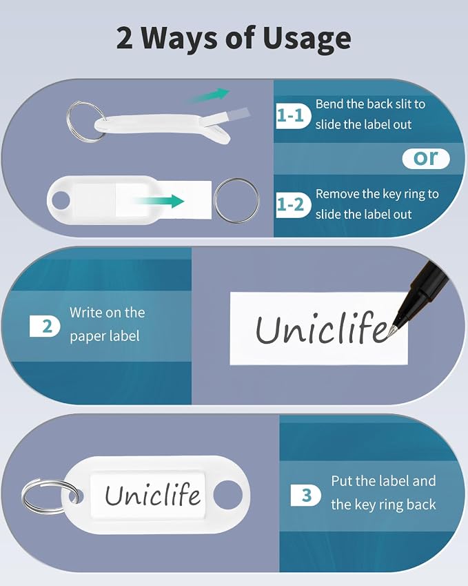 Uniclife 40 Pieces Key Tags 2 Inch Soft Plastic Key Chain Tags - Image 5