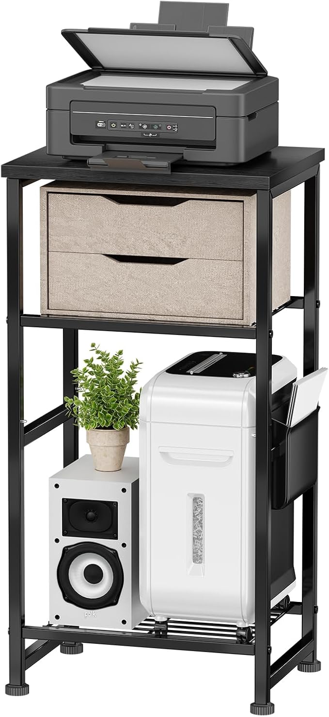 Industrial 3 Tier Printer Stand, Home Printer Wood Table by MWQ