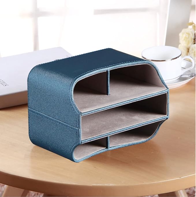 PUSU Remote Control Holder PU Leather 360 Degrees Rotatable Desktop Supply - Image 6