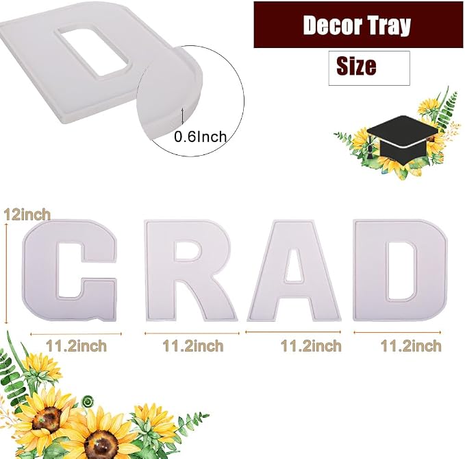 MRPAPA Grad Fillable Charcuterie Boards 4PCS Letter 12Inch White Serving Tray - Image 3