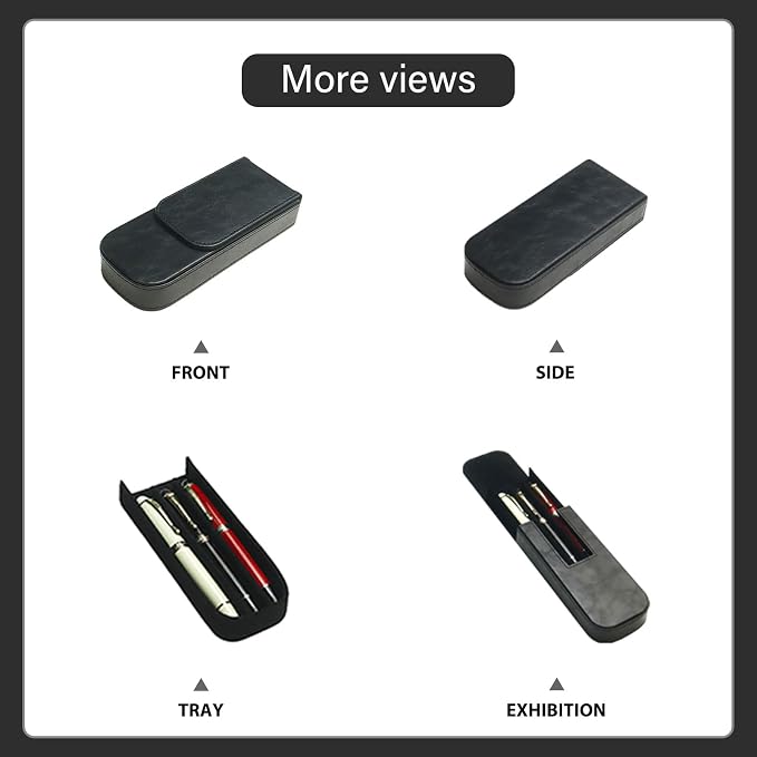 PU Leather Triple Pen Case Pencil Pouch Holder - Image 5