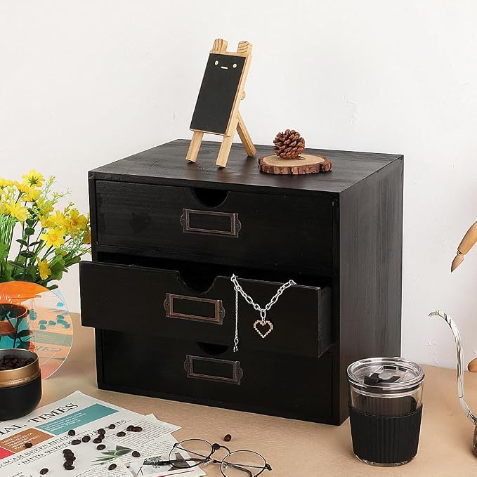 Wooden Storage Box Rustic Desktop Organizer - Image 4