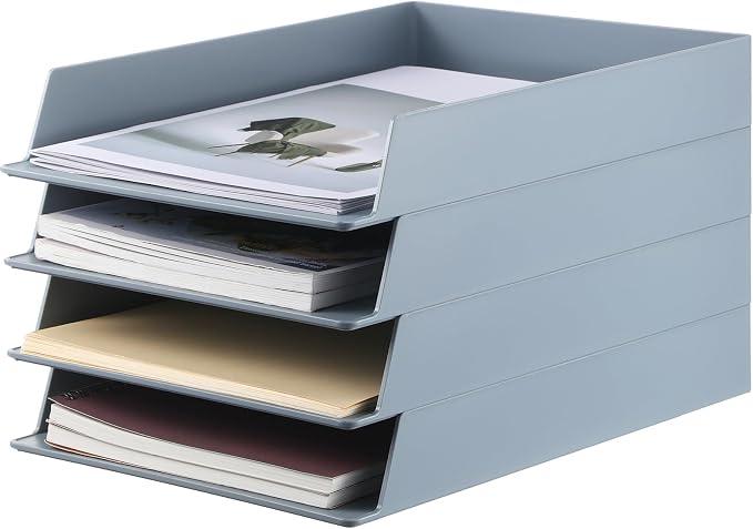 Wenqik 4 Pcs Stackable Paper Trays Rectangular Plastic Desk Holder Desktop by Wenqik