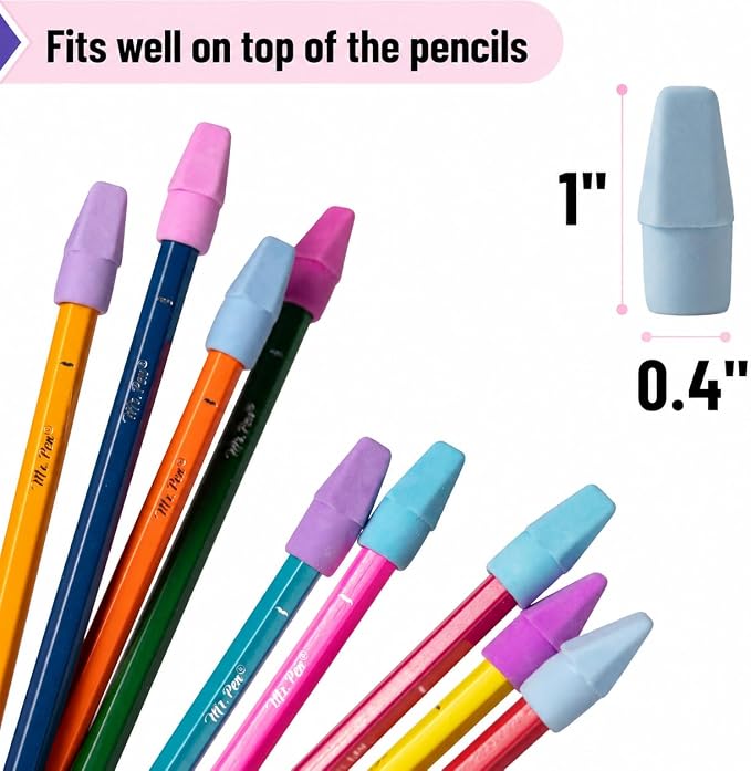 Mr. Pen- Pencil Erasers Toppers, 500 Pack, Colorful | Latex Free, No Smudge - Image 3