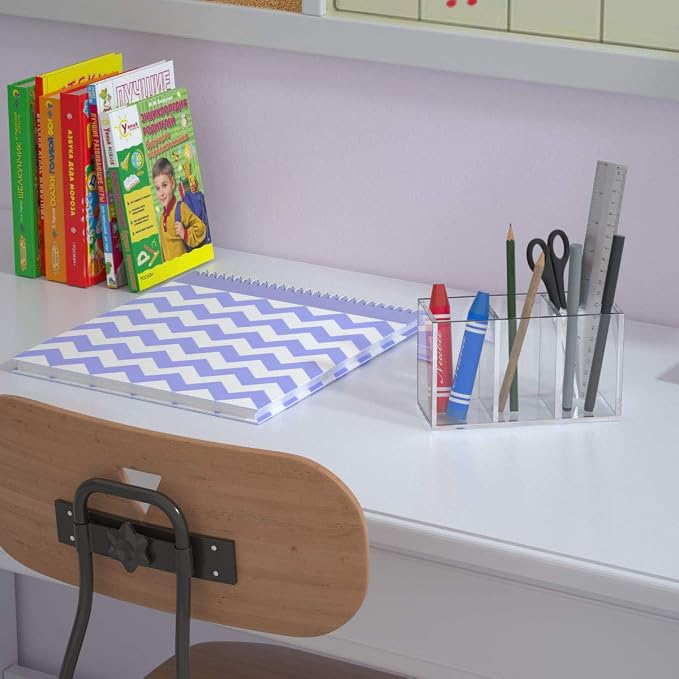 NIUBEE Acrylic Pen Holder 3 Compartments - Image 6