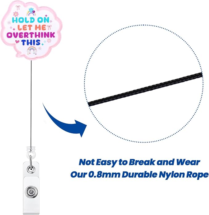 Hold On Let Me Overthink This Funny Nurse Badge Reel, Cute Retractable ID Badge - Image 5