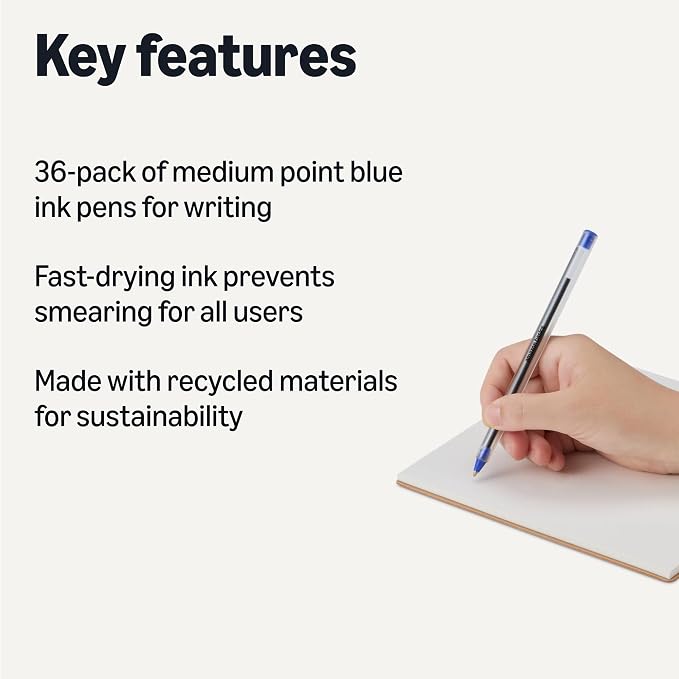 Amazon Basics Ballpoint Pens, Medium Point 1.0mm - Image 2