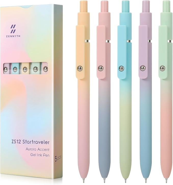 FIOVER 5pcs Gel Pens Black Ink Medium Point 0.7mm Pens Smooth Writing High-End by FIOVER