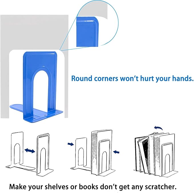 Metal Book Ends for Office Home, Book Shelf Holder Home Decorative, Book Ends - Image 2