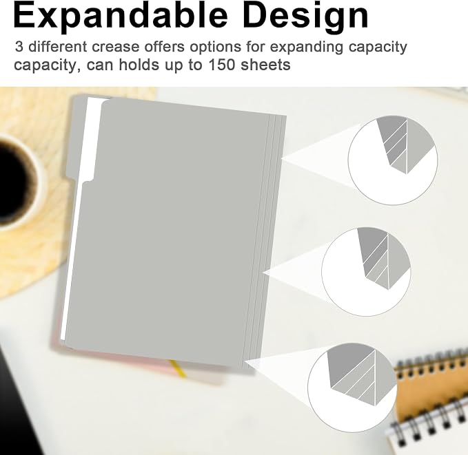 File Folder, RAZCC 100 Pack 1/3 Cut Tab File Folders Letter Size, Folders - Image 5
