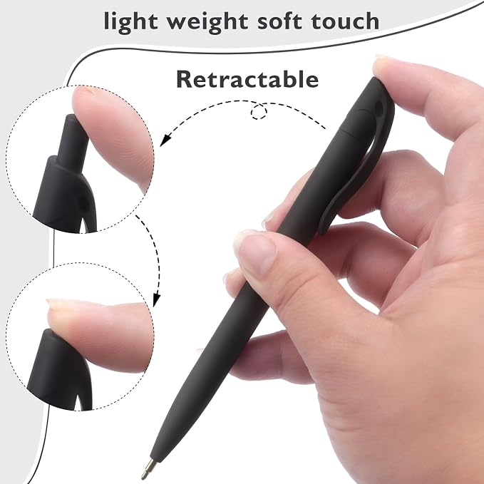 Bribobo 8 Pack Ballpoint Pens Retractable No Bleed Black Click Pens, Medium - Image 3
