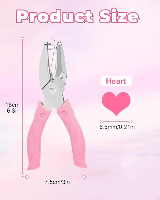 UCEC Heart Shape Single Paper Hole Puncher, Heart-Shape Handheld Hole Paper - Image 2