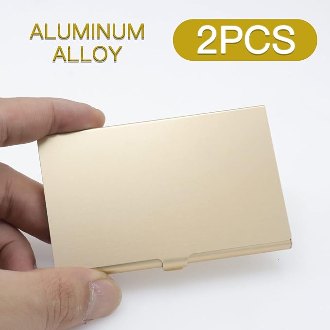 2-Pack Gold Aluminum Business Card Holder Slim Flip Pocket Case | aluminum - Image 3