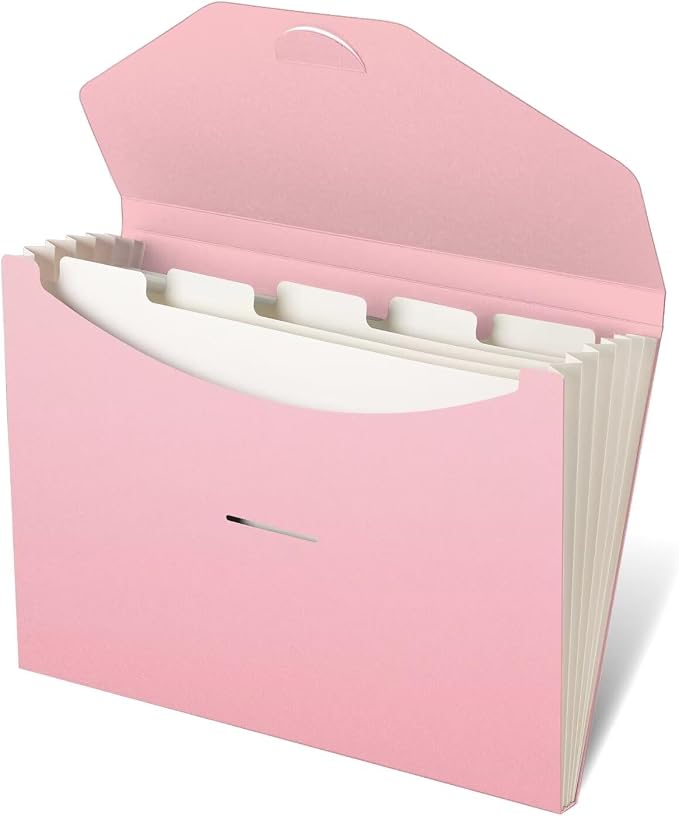 Expanding File Folder Accordion Folders ECO Friendly 6 Pocket Organizer Pink by BlueLakeECOLIFE
