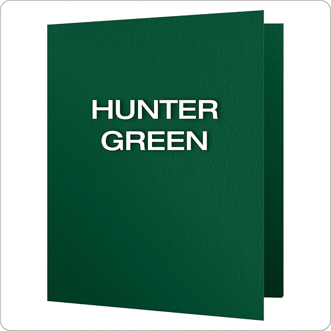 Oxford Two Pocket Folders, Textured Paper, Hunter Green, - Image 4