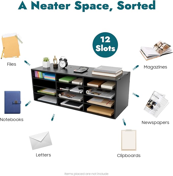 Mailbox for Classroom 12 Slots, Mail Sorter Countertop Paper Organizer Storage - Image 9