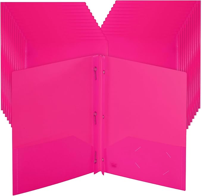 Mr. Pen- Plastic Folders with Pockets and Prongs, 24 Pack, Letter Size | Pink by MrPen