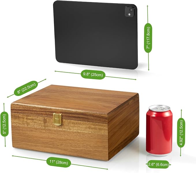 DRASTAR Wooden Keepsake Box, Large Acacia Storage Memory Box - Image 3