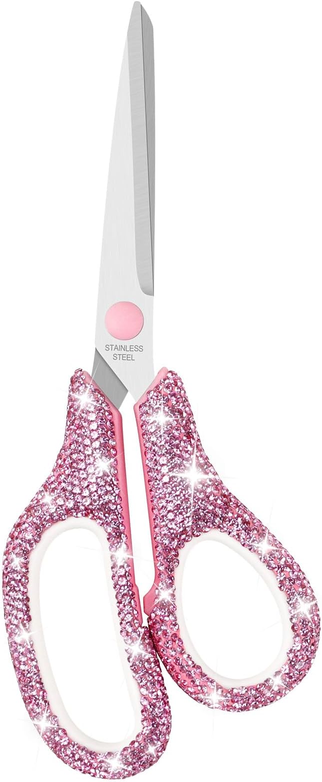 Koqye 7.8-Inch Pink Rhinestone Scissors by Koqye