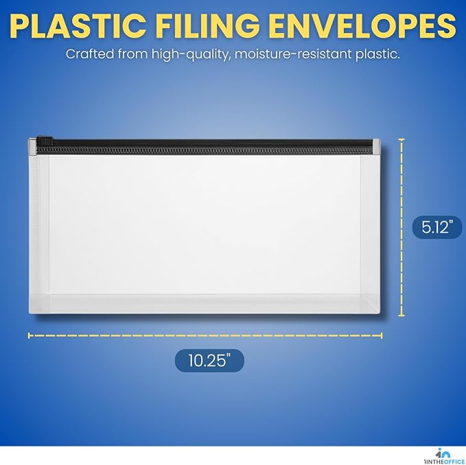 1InTheOffice Plastic Filing Envelopes - Image 2