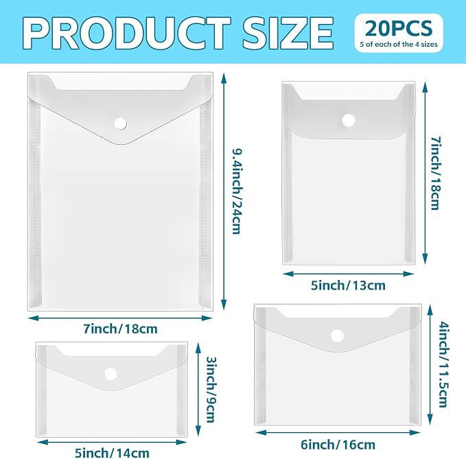 Vmiapxo 20 Pack Stamp and Die Storage Pockets, Reusable Small Plastic Envelopes - Image 2