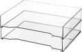 DoubleFill 2 Pcs Stackable Letter Tray Rectangular Plastic Desk Organizer 13 x by DoubleFill