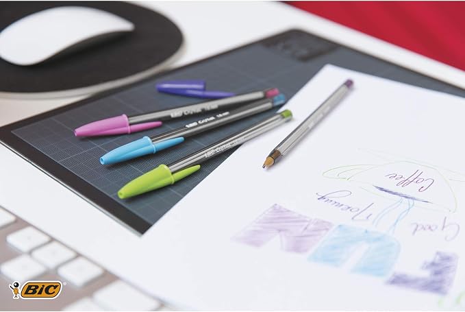 BIC Cristal Fun Ballpoint Pens, Wide Point, Box of 20, Turquoise Colour - Image 2