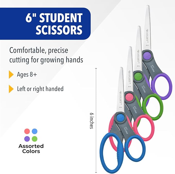 Westcott 12-Pack 6” Kids Scissors Scissors - Image 2